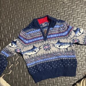 vineyard vines Blue and White Zip Up Sweater